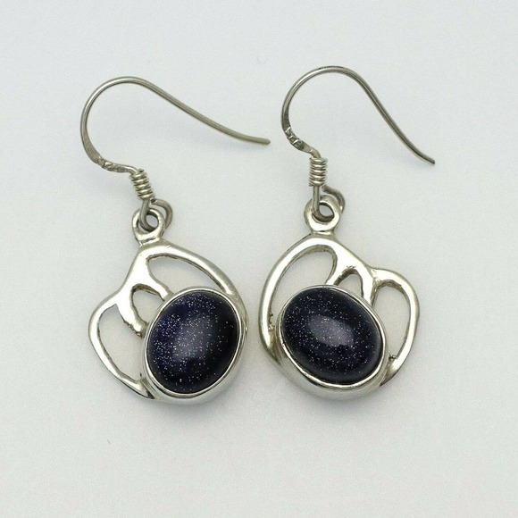 Vintage Silver and Blue Boho Earrings - Picture 1 of 5